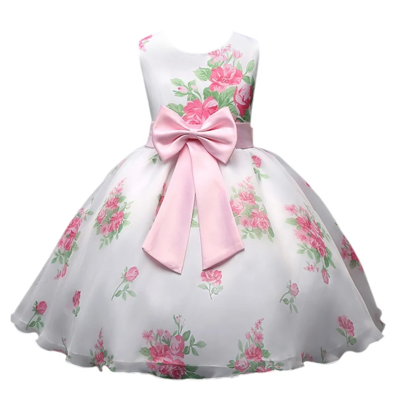 Милое нарядное платье без рукавов для маленьких девочек принцессы с розовым
