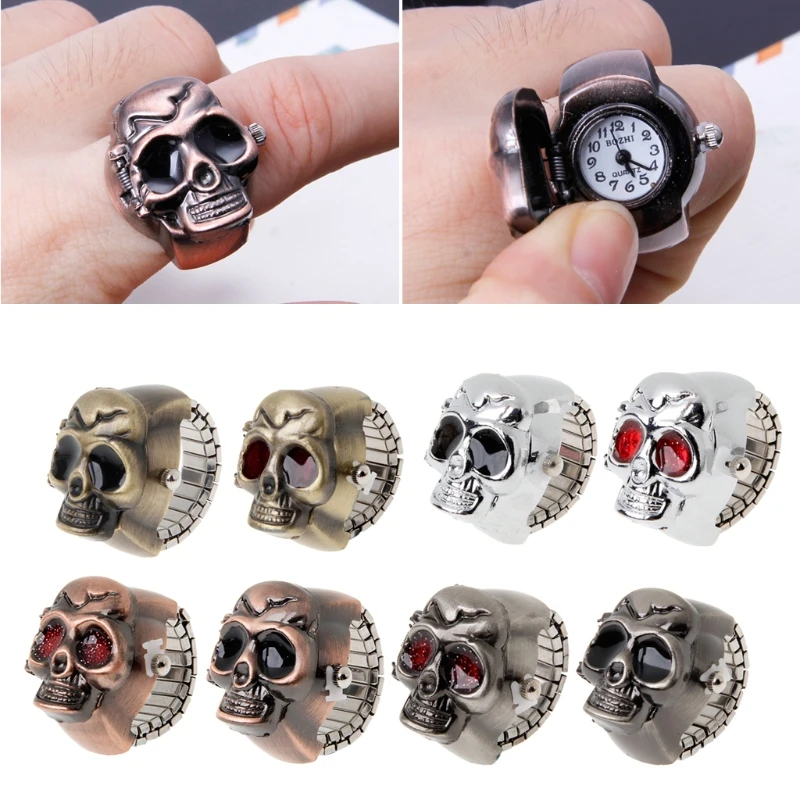 Vintage Cool Design Skull Case Flip Quartz Elastic Finger Ring Watch Unsex adjustable time knob
Vintage Cool Design Skull Case Flip Quartz Elastic Finger Ring Watch Unsex adjustable time knob