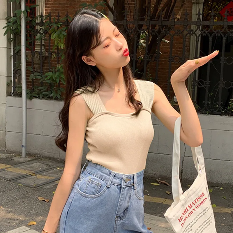 Summer Sexy Basic Square Collar Knitted Tank Top Women Casual Pullover Sleeveless Top Clothing
Summer Sexy Basic Square Collar Knitted Tank Top Women Casual Pullover Sleeveless Top Clothing