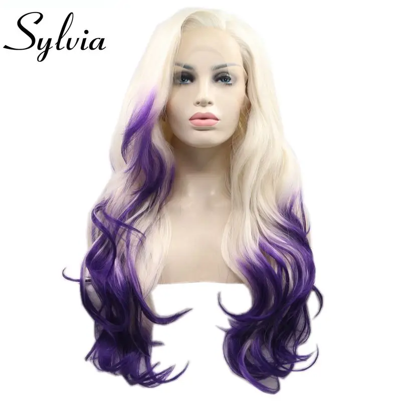 Sylvia Natural Hairline Side Part Ombre Blonde To Purple Long Body Wave Synthetic Lace Front Wig Heat Resistant Women Hair Wigs
Sylvia Natural Hairline Side Part Ombre Blonde To Purple Long Body Wave Synthetic Lace Front Wig Heat Resistant Women Hair Wigs