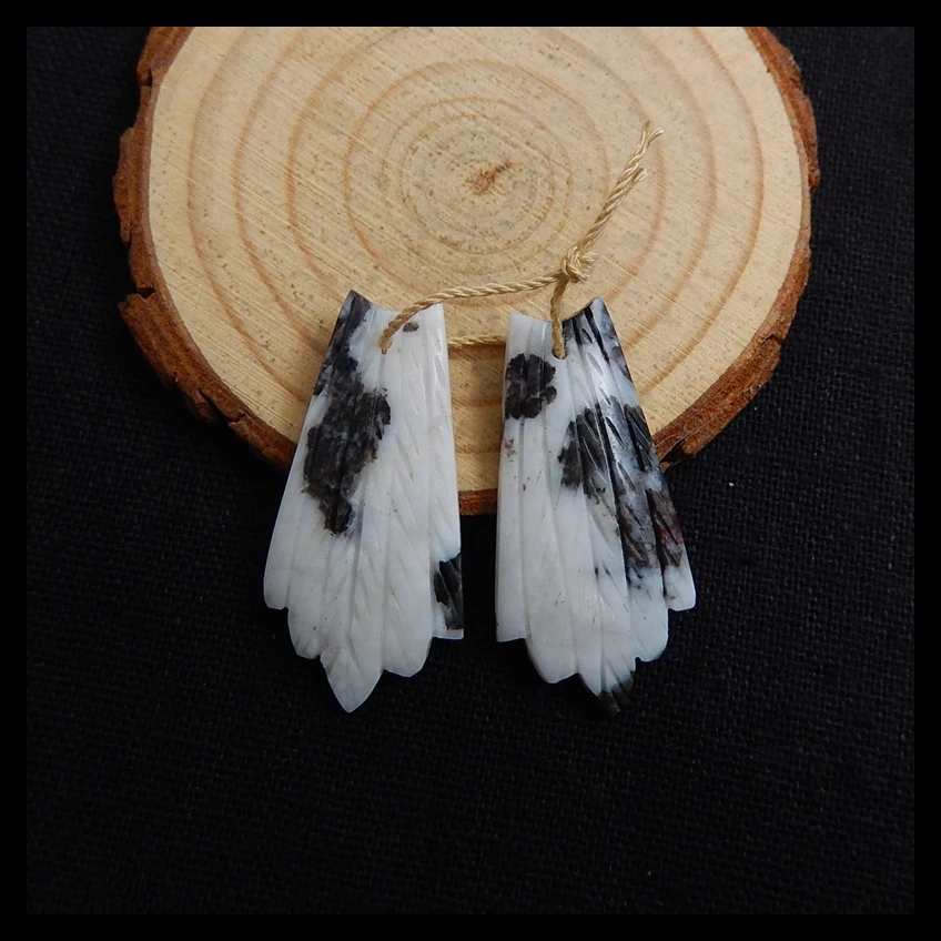 New Design Carved Zebra Jasper Plumage Earring Handmade Jewelry Accessories 37x18x4mm 8.3g
New Design Carved Zebra Jasper Plumage Earring Handmade Jewelry Accessories 37x18x4mm 8.3g