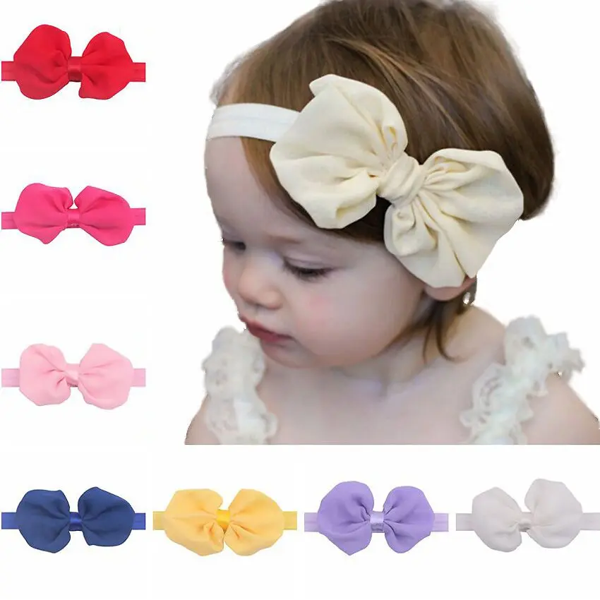 Cute elastic hair band solid color windmill bow chiffon accessories boys and girls headwear | Детская одежда и обувь