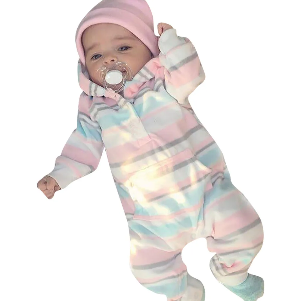 Cute Baby Romper Newborn Infant Baby Boy Girl Long Sleeve Colourful Striped Hooded Romper Jumpsuit Outfits Age 3-18M Clothes
Cute Baby Romper Newborn Infant Baby Boy Girl Long Sleeve Colourful Striped Hooded Romper Jumpsuit Outfits Age 3-18M Clothes
