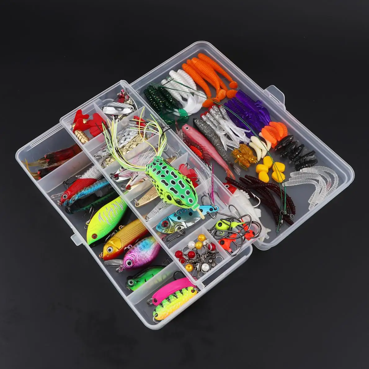 140pcs/lot Fishing Lures Kit Mixed Hard Lures Soft Baits Minnow Crank Popper VIB Sequins Wobbler Frog Lures with Box
140pcs/lot Fishing Lures Kit Mixed Hard Lures Soft Baits Minnow Crank Popper VIB Sequins Wobbler Frog Lures with Box
