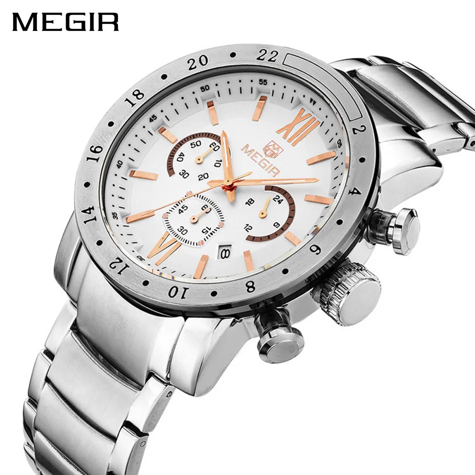 MEGIR Men's Watch Stainless Luxury Business Wristwatch Waterproof Chronograph Luminous Hand Clock Top Brand Horloges Mannen
MEGIR Men's Watch Stainless Luxury Business Wristwatch Waterproof Chronograph Luminous Hand Clock Top Brand Horloges Mannen