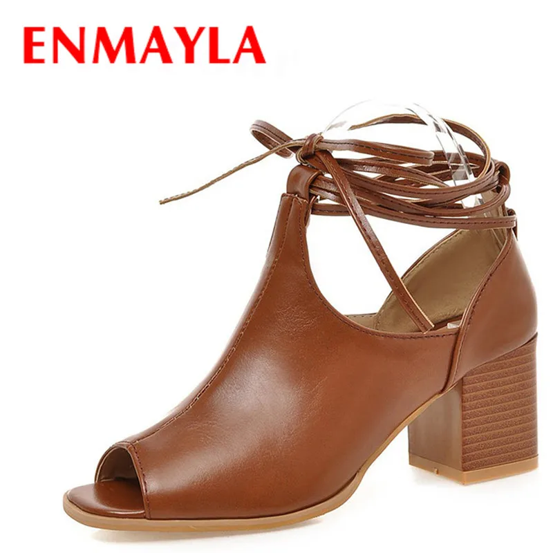 ENMAYLA Summer Square Toe High Heels Shoes Woman Peep Toe Lace-up Gladiator Sandals Women Square Heels Pumps Black Brown size 43
ENMAYLA Summer Square Toe High Heels Shoes Woman Peep Toe Lace-up Gladiator Sandals Women Square Heels Pumps Black Brown size 43