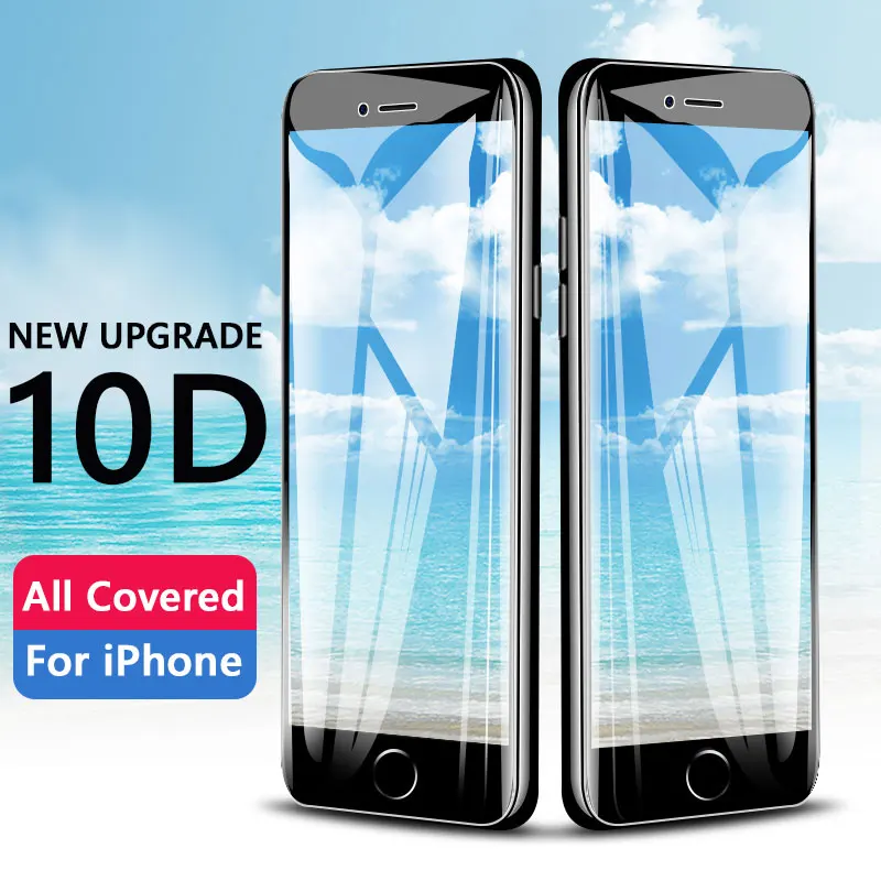 10D Защитное стекло для iPhone 7 6 6S X защита экрана 8 Xr Xs Max закаленное на 6s Plus