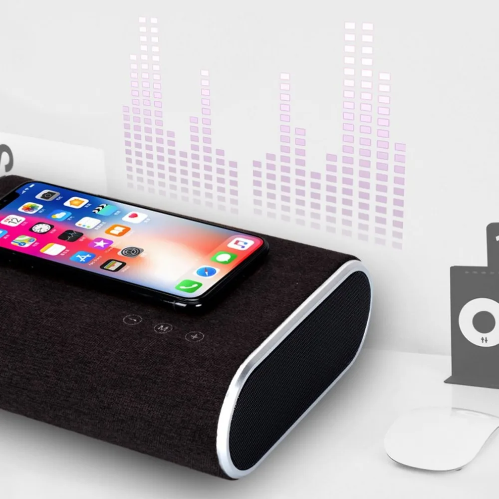 Smart Wireless Charger Bluetooth Speaker Stereo Music Player Portable Travel Quick Charging Adapter For Mobile Phones