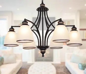 

Art Deco Modern Iron Glass Shade Chandeliers Fixtures E27 110v 220v Cottage chandeliers for dining room living room bedroom