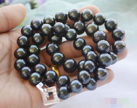 918 ROUND Tahitian black Freshwater cultured PEARL NECKLACE