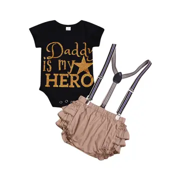 Kid Baby Girl Clothes Set Daddy Is My Hero Print Top Blacl Tee+Bib Pants Clothing Set Bebe Children Outfit
Kid Baby Girl Clothes Set Daddy Is My Hero Print Top Blacl Tee+Bib Pants Clothing Set Bebe Children Outfit