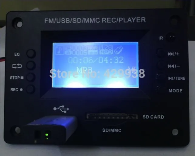 Mp3 display decoder board 5v with Bluetooth USB / MMC REC / PLAYER FM Radio You can insert U disk SD card
Mp3 display decoder board 5v with Bluetooth USB / MMC REC / PLAYER FM Radio You can insert U disk SD card