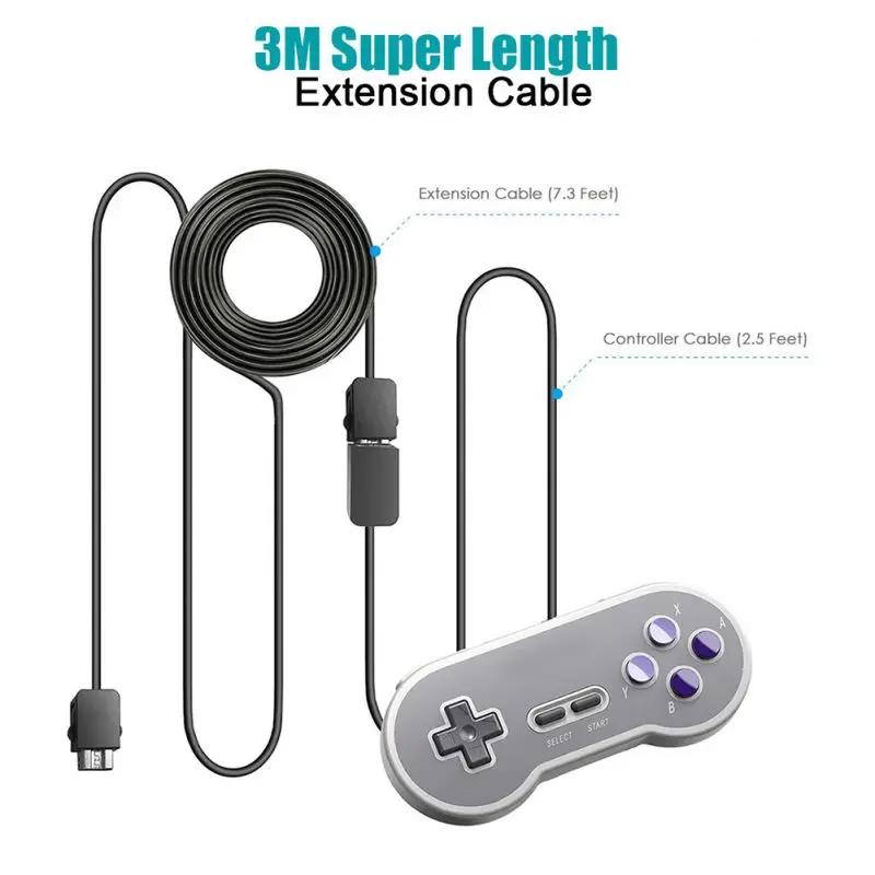 Classic Mini controller for NES for Wii controller 3M Gamepad Extension Cable Controller Extender Cord for 2017 Nintendo SNES
Classic Mini controller for NES for Wii controller 3M Gamepad Extension Cable Controller Extender Cord for 2017 Nintendo SNES