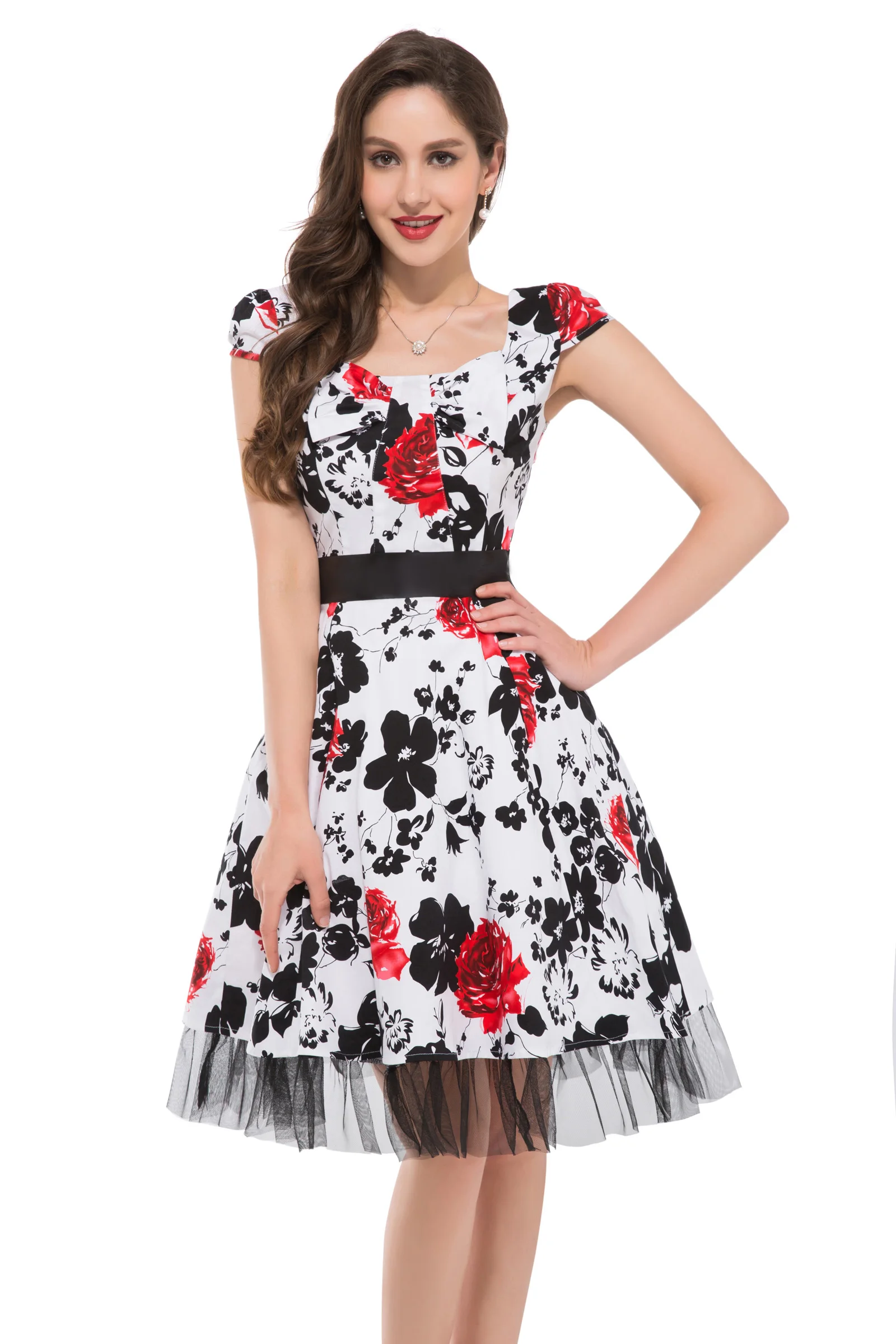Женское платье 50s в стиле панк свободное горошек винтажное трапециевидной формы