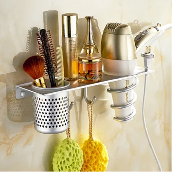 Wall mounted storage holder bathroom holder with 2 hooks cup Toothpaste Hair Dryer Storage Shelf aluminum wall rack
Wall mounted storage holder bathroom holder with 2 hooks cup Toothpaste Hair Dryer Storage Shelf aluminum wall rack