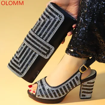 OLOMM Black Color Italian Shoes With Matching Bag For Party With Stones Wedding Shoes And Purse Set High Quality Women shoe Y-18
OLOMM Black Color Italian Shoes With Matching Bag For Party With Stones Wedding Shoes And Purse Set High Quality Women shoe Y-18