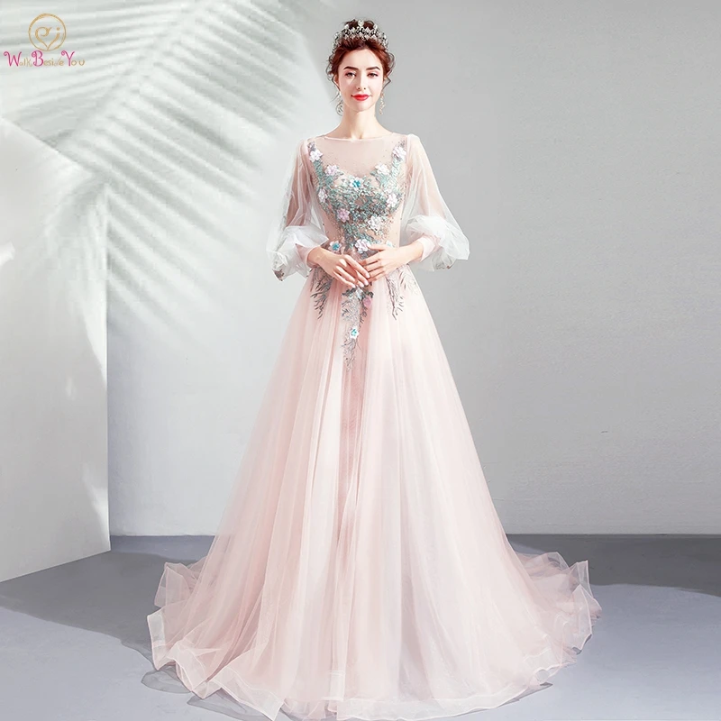 Light Pink Prom Dresses sukienki na bal Three Quarter Sleeves Floral Lace Appliques Long Formal Party Graduation Evening Gown
Light Pink Prom Dresses sukienki na bal Three Quarter Sleeves Floral Lace Appliques Long Formal Party Graduation Evening Gown