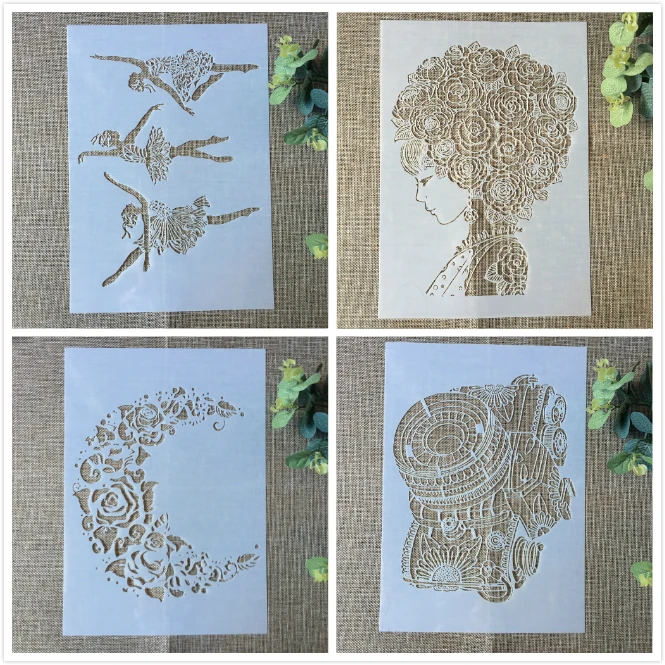 4Pcs 29cm A4 Rose Girl Ballet Camera DIY Layering Stencils Painting Scrapbook Coloring Embossing Album Decorative Card Template
4Pcs 29cm A4 Rose Girl Ballet Camera DIY Layering Stencils Painting Scrapbook Coloring Embossing Album Decorative Card Template