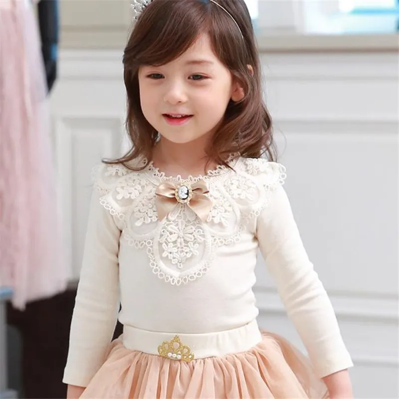 Girls Blouse Clothing Long Sleeve Embroidery Lace Trimmings O-neck Shirts with Bow for Children Girls of Cotton Shirt
Girls Blouse Clothing Long Sleeve Embroidery Lace Trimmings O-neck Shirts with Bow for Children Girls of Cotton Shirt