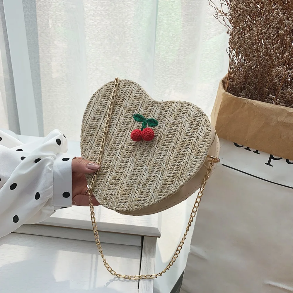 Girls Female Heart Shape Woven Crossbody Handbag Women Straw Summer Beach Chain Zipper Fashion Casual Shoulder Messenger Bags
Girls Female Heart Shape Woven Crossbody Handbag Women Straw Summer Beach Chain Zipper Fashion Casual Shoulder Messenger Bags