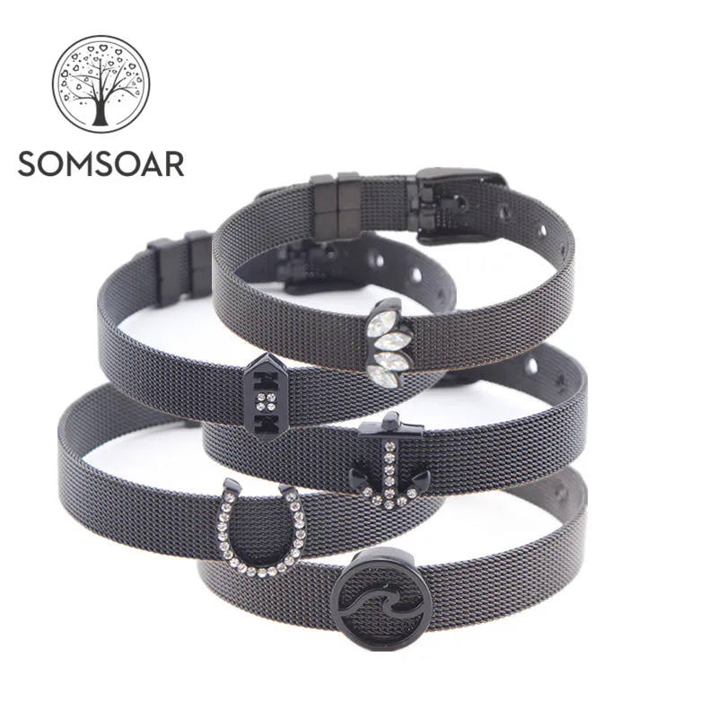 Drop shipping Somsoar Jewelry Black Stainless Steel Mesh Bracelet Bangles with BLACK Slide Charms as Man/Woman Gift
Drop shipping Somsoar Jewelry Black Stainless Steel Mesh Bracelet Bangles with BLACK Slide Charms as Man/Woman Gift