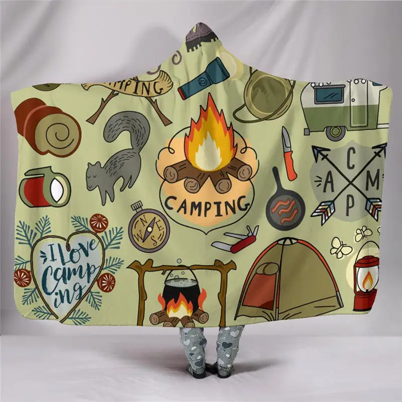 Outdoor Camping Print Hooded Blanket 3D Spring Winter Warm Travel Sofa Throw Blanket Sherpa Fleece Wearable Home Decor 150cm
Outdoor Camping Print Hooded Blanket 3D Spring Winter Warm Travel Sofa Throw Blanket Sherpa Fleece Wearable Home Decor 150cm