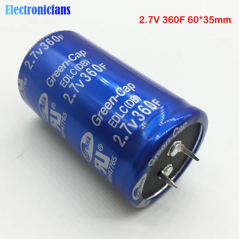 Super Farad Capacitor 2.7V 360F 60*35mm 2.7V360F 60x35mm Low ESR High Frequency Ultracapacitor Automotive Module Power Supply
Super Farad Capacitor 2.7V 360F 60*35mm 2.7V360F 60x35mm Low ESR High Frequency Ultracapacitor Automotive Module Power Supply