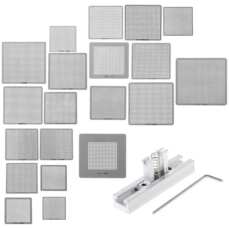 27Pcs BGA Stencils + BGA Reballing Station Jig Kit Universal Direct Heated Stencils For SMT SMD Chip Rpair
27Pcs BGA Stencils + BGA Reballing Station Jig Kit Universal Direct Heated Stencils For SMT SMD Chip Rpair