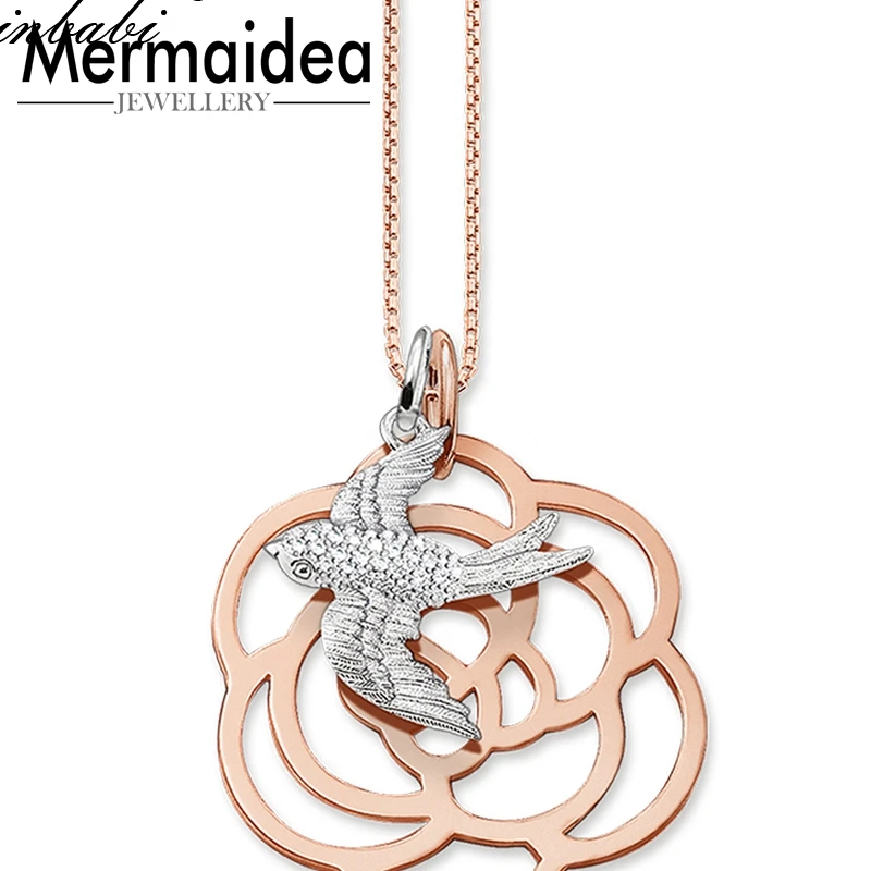 Necklace Swallow rose golden Flower pendant Trendy Gift Women DIY Jewelry 925 Sterling Silver new Fashion Wholesale for women
Necklace Swallow rose golden Flower pendant Trendy Gift Women DIY Jewelry 925 Sterling Silver new Fashion Wholesale for women