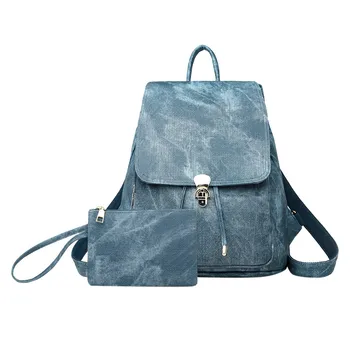 Fashion ladies bag leather backpack soft leather imitation denim bag solid color large capacity backpack Dropship T705
Fashion ladies bag leather backpack soft leather imitation denim bag solid color large capacity backpack Dropship T705