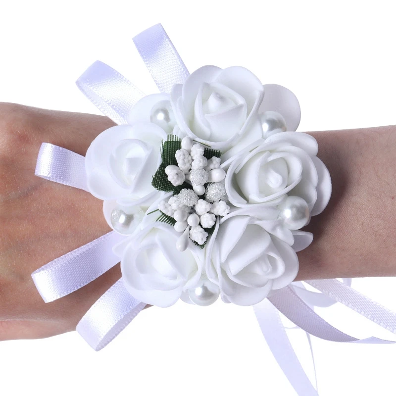 Rose Pearl Beaded Wedding Wrist Flowers Bridesmaid De Marriage Ribbon Crystal Corsages Wristband Flowers
Rose Pearl Beaded Wedding Wrist Flowers Bridesmaid De Marriage Ribbon Crystal Corsages Wristband Flowers