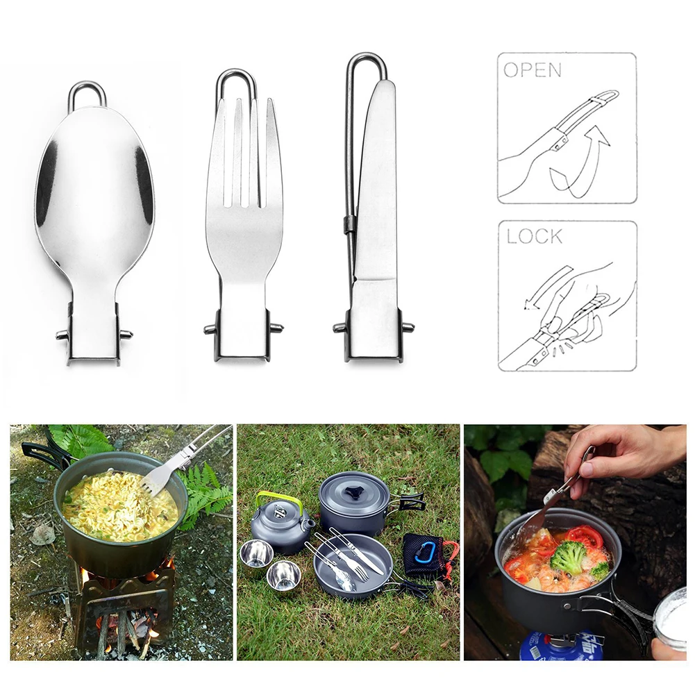 Outdoor Portable Picnic Teapot Pot Set Carabiner Camping Cookware Stove With Tea Cup Coffee Cup Sadoun.com
