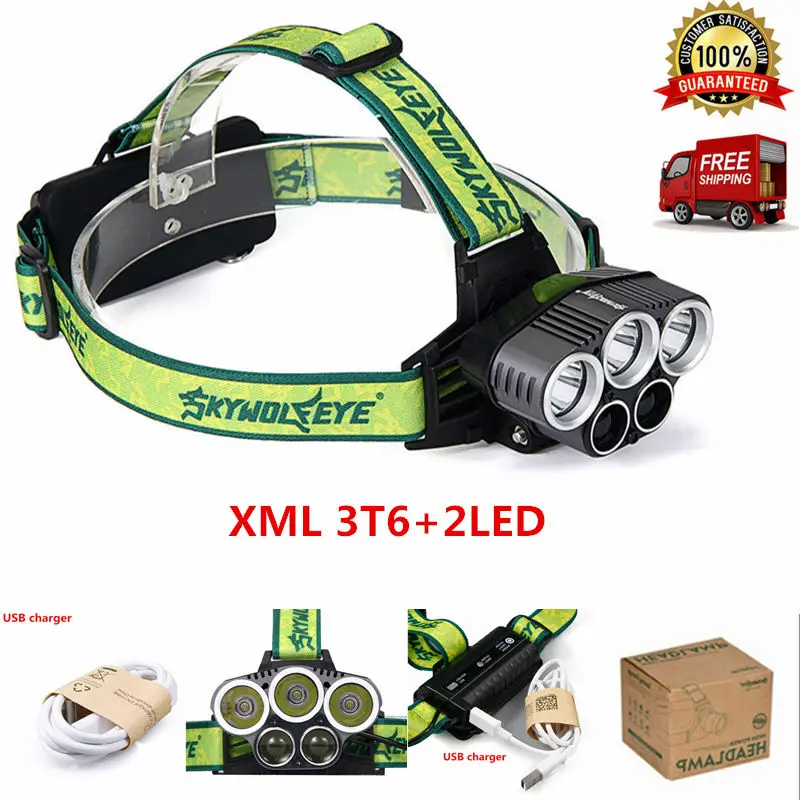 10000Lm 3 XML T6 + 2 LED 5 Modes LED Headlight Headlamp 18650 Head Lamp For Lamp Hunting Camping Hiking + USB Cable
10000Lm 3 XML T6 + 2 LED 5 Modes LED Headlight Headlamp 18650 Head Lamp For Lamp Hunting Camping Hiking + USB Cable