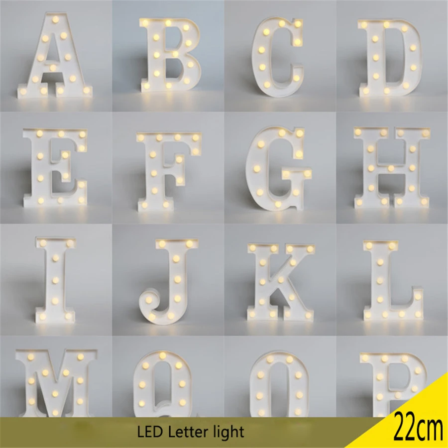 22CM 26 Letters Alphabet Plastic Letter LED Night Light Battery Lamp Night Lamp Christmas Romantic Wedding Birthday Party Decor
22CM 26 Letters Alphabet Plastic Letter LED Night Light Battery Lamp Night Lamp Christmas Romantic Wedding Birthday Party Decor