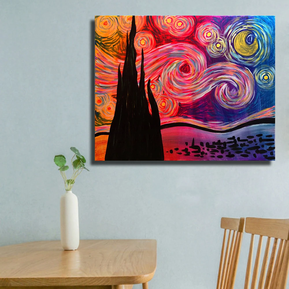 Ручная роспись Бескаркасный пейзаж психоделическим изображением звездной ночи масло живопись холст настенные картины для Гостиная домашн...
Ручная роспись Бескаркасный пейзаж психоделическим изображением звездной ночи масло живопись холст настенные картины для Гостиная домашн...