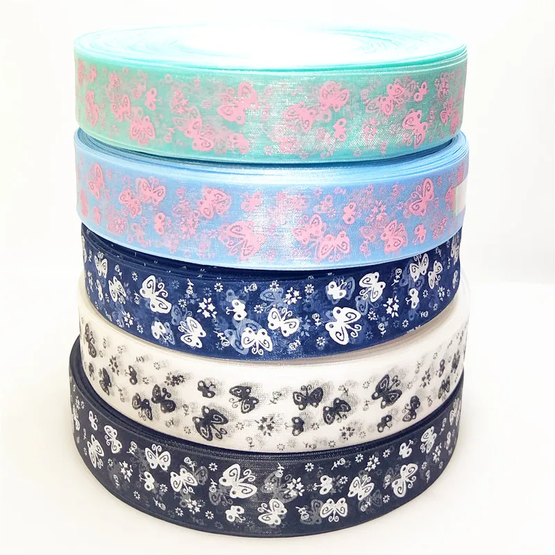 25mm Cartoon Butterfly Ribbons Printed Organza Ribbon Tape for Needlework DIY Gift wrapping Decoration 5meters/lot
25mm Cartoon Butterfly Ribbons Printed Organza Ribbon Tape for Needlework DIY Gift wrapping Decoration 5meters/lot