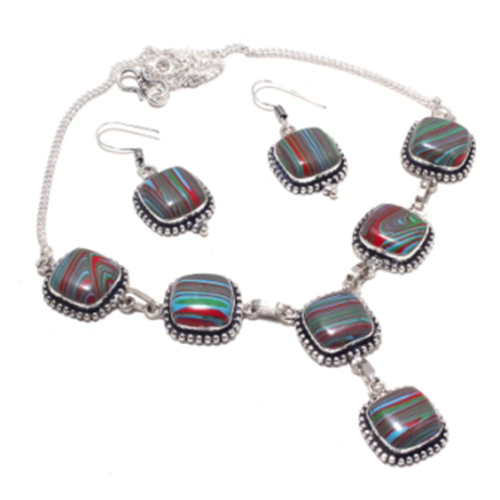 Rainbow Calsilica Necklace + Ering Silver Overlay over Copper , 48.7 cm, N4008
Rainbow Calsilica Necklace + Ering Silver Overlay over Copper , 48.7 cm, N4008