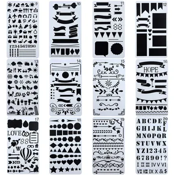 12Pcs/Set Journal Set Stencil Plastic Planner DIY Drawing Hollow Template for Diary Notebook Scrapbook Craft Cutting Dies
12Pcs/Set Journal Set Stencil Plastic Planner DIY Drawing Hollow Template for Diary Notebook Scrapbook Craft Cutting Dies