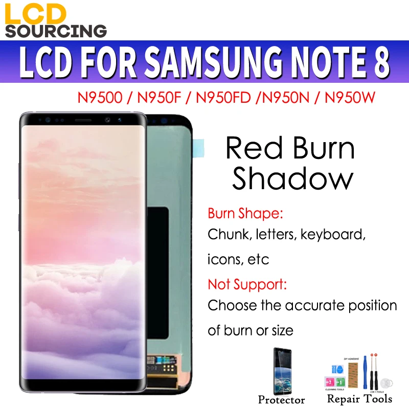 Red Burn-Shadow LCD Display For Samsung Galaxy Note 8 N9500F Disaplay Screen and Touch Digitizer Assembly with Frame Replacement
Red Burn-Shadow LCD Display For Samsung Galaxy Note 8 N9500F Disaplay Screen and Touch Digitizer Assembly with Frame Replacement