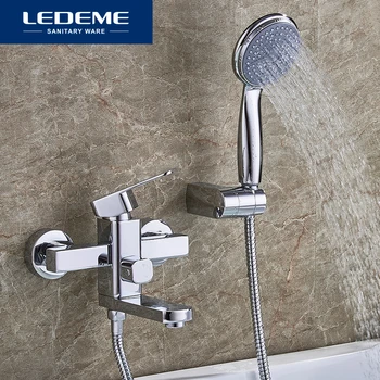 LEDEME brass Hot and cold bath faucet Bathroom Faucet Set Bathroom Mixer with Hand Spray Shower Mixer Taps Bathtub Faucet L3233
