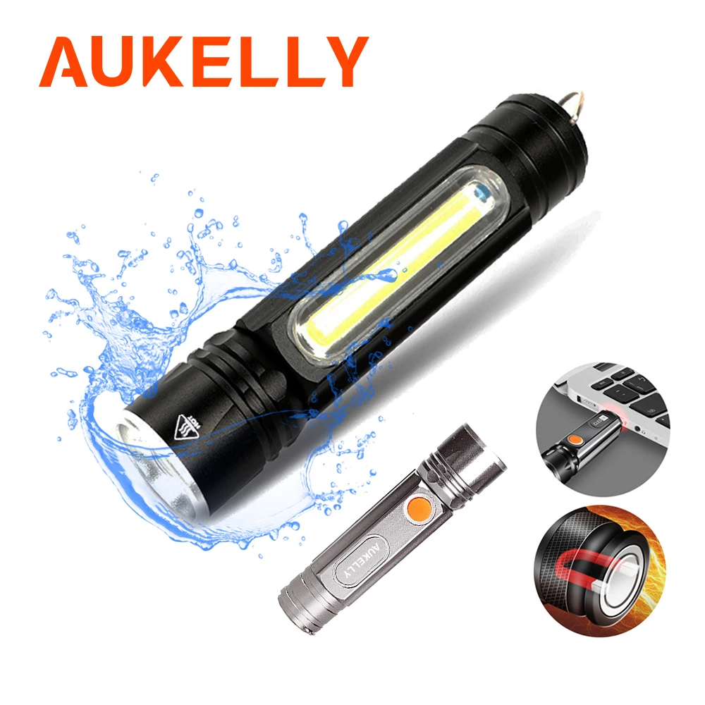 Aukelly Multifunctional LED Flashlight USB Rechargeable battery Powerful T6 torch Side COB Light Tactical linterna tail magnet
Aukelly Multifunctional LED Flashlight USB Rechargeable battery Powerful T6 torch Side COB Light Tactical linterna tail magnet