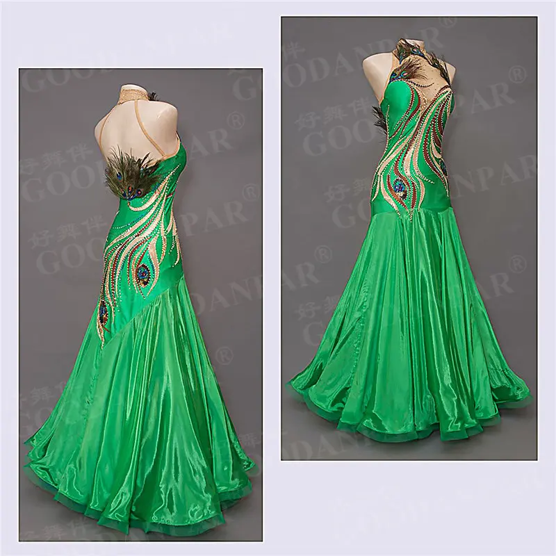 GOODANPAR turtleneck peacock feather mesh Ballroom Dance Competition Dress Women with bodysuit bra Waltz standard dance wear
GOODANPAR turtleneck peacock feather mesh Ballroom Dance Competition Dress Women with bodysuit bra Waltz standard dance wear