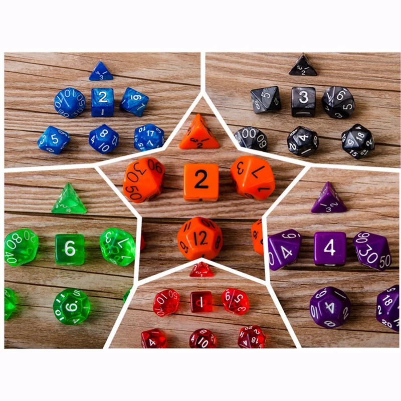 20 Kinds Option Polyhedral Dice 7 PCS/LOT High Quality Digital Dice With Pearlized Effect Dice Set
20 Kinds Option Polyhedral Dice 7 PCS/LOT High Quality Digital Dice With Pearlized Effect Dice Set