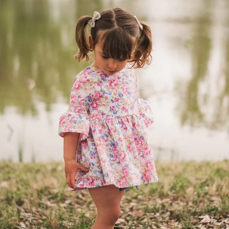 Mother nest Floral Summer Cute Girls Baby Half Sleeves Dress Cotto Puff Newborn Clothes Children Kids Flower Infant Princess (4)