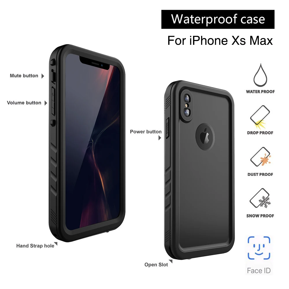 For iPhone Xs Max Waterproof Case Underwater Full Body Impact Protection Case with Bulit-in Screen Protector
For iPhone Xs Max Waterproof Case Underwater Full Body Impact Protection Case with Bulit-in Screen Protector