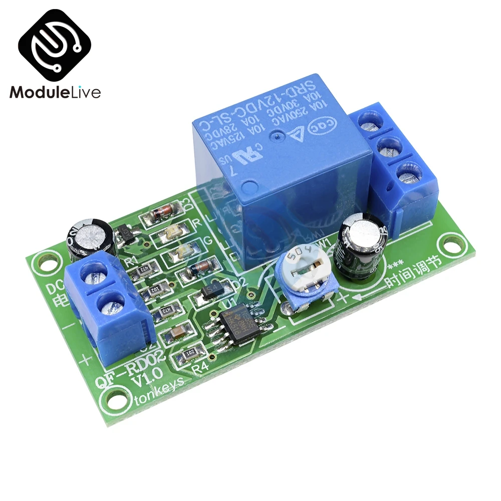 DC 12V Conduction NE555 Delay Timer Switch Adjustable Time Delay Relay Module AC 250V 10A DC 30V Connect Module
DC 12V Conduction NE555 Delay Timer Switch Adjustable Time Delay Relay Module AC 250V 10A DC 30V Connect Module