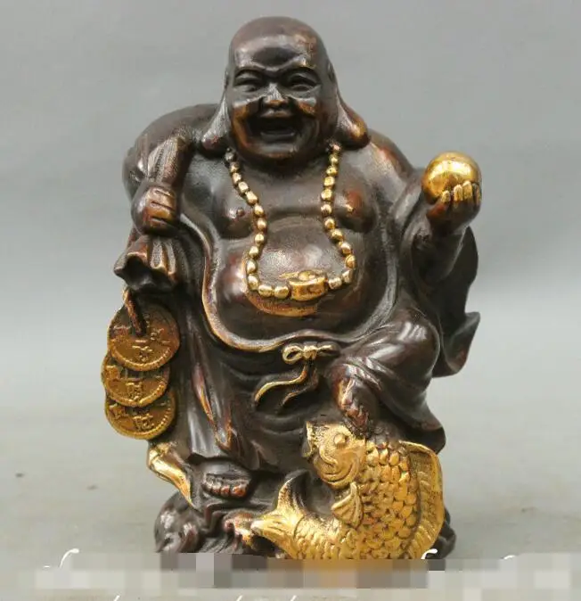 song voge gem S6830 7" Chinese Buddhism Bronze Gilt Fish Coin Happy Laughing Maitreya Buddha Statue
song voge gem S6830 7" Chinese Buddhism Bronze Gilt Fish Coin Happy Laughing Maitreya Buddha Statue