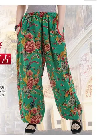 1pcs/lot national style woman loose cotton linen print pants long loose Bloomers casual pants mid waist
1pcs/lot national style woman loose cotton linen print pants long loose Bloomers casual pants mid waist