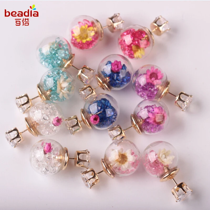 New Design Korean Style Women Elegant Glass Ball Dry Flower Rhinestone Metal Stud Earrings For Women Jewelry Earring Set
New Design Korean Style Women Elegant Glass Ball Dry Flower Rhinestone Metal Stud Earrings For Women Jewelry Earring Set
