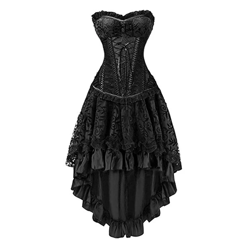 

Black Corpetes E Corselet Steampunk Dresses Victorian Dress Sexy Gothic Clothing Corsets And Bustiers Burlesque Corset Skirt Set